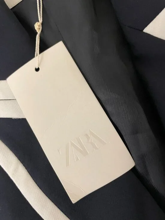 Zara Womens Vest M Blue Waistcoat Gold Buttons Double Breasted 8144/656 NWT - Picture 7 of 15